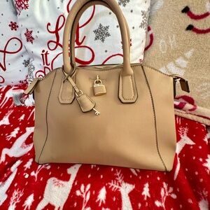 Nine West Tan Satchel Bag with Lock Charm